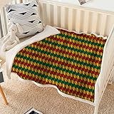 Rasta Sherpa Blanket Baby Size Marigold Orange and Green Super Soft Throw Blanket Sherpa Fleece Lightweight Blanket for All Season 30 x 40 Inches
