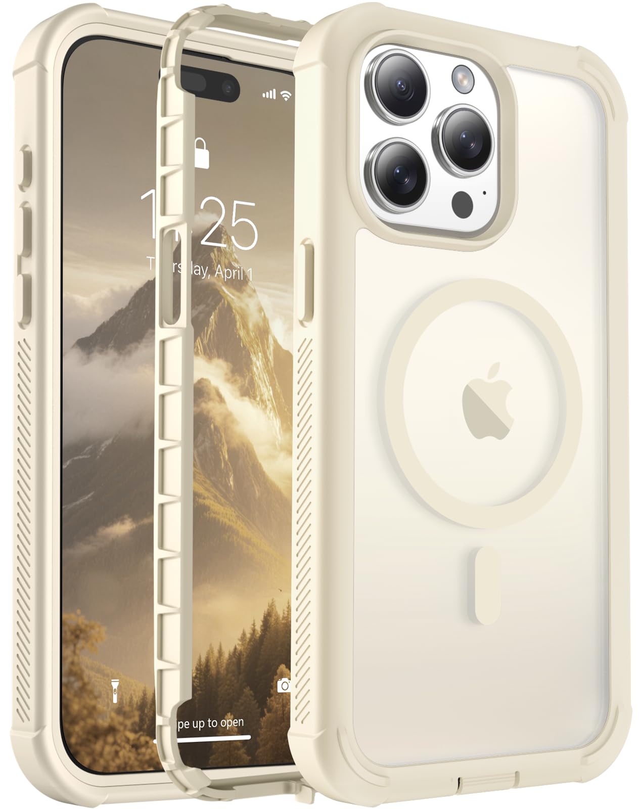 Magnetic for iPhone 15 Pro Max Case Heavy Duty Protection Antique White