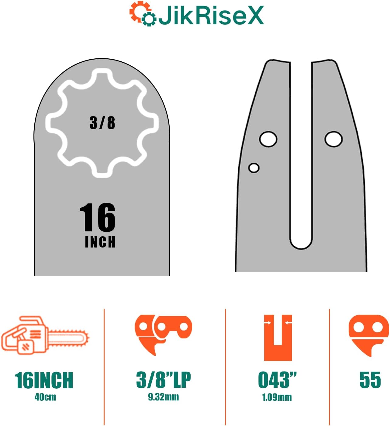 16 Inch Chainsaw Bar and Chain Combo For Stihl MS170,MS171,MS180c,MS250,MS192,HT130, HT131,HT250,Chain Saw Replacement for Stihl 3005-008-3913,63PM355 (3 Chains+1bar)