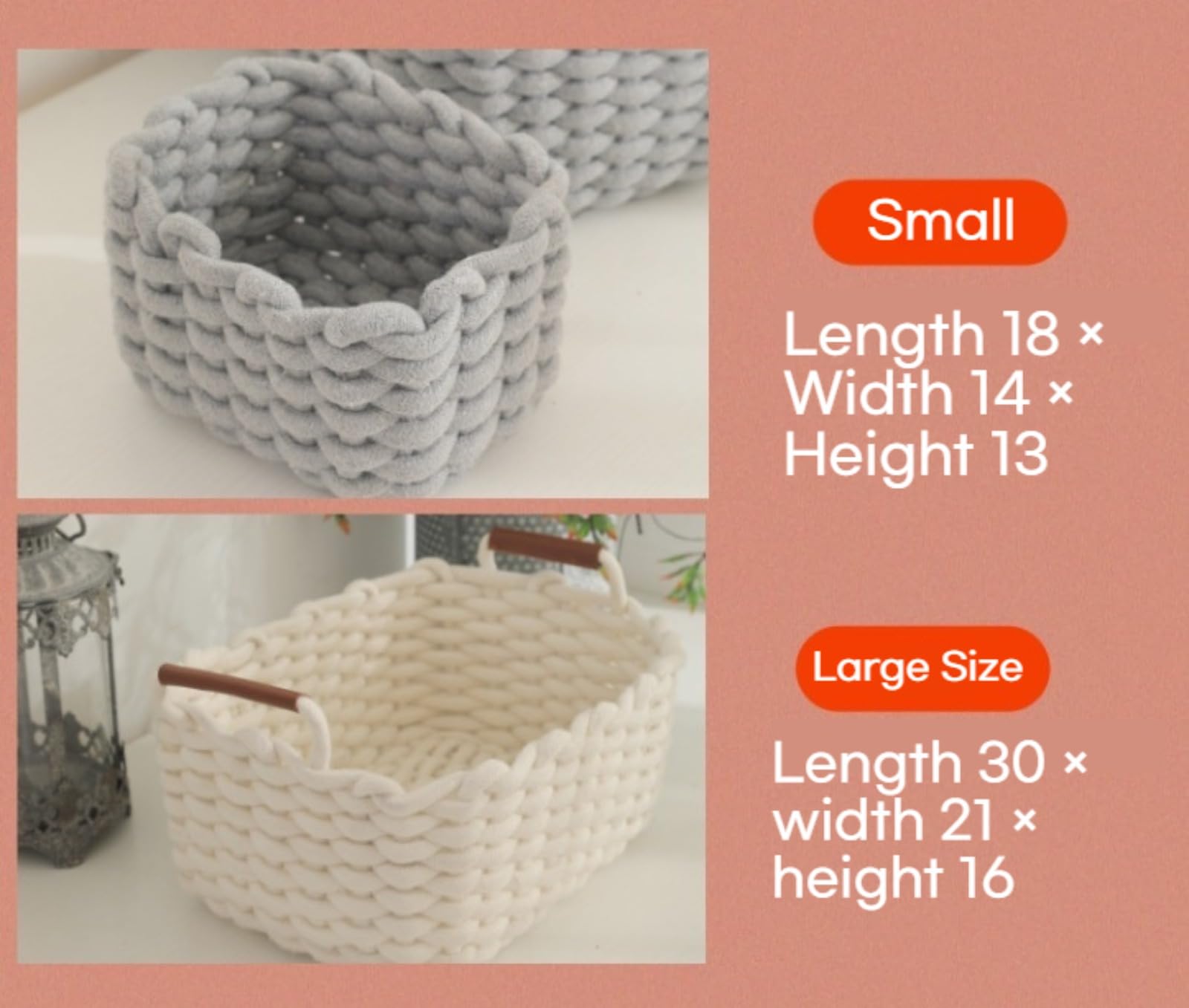 3 Cestini in cotone intrecciato, Cestini portaoggetti bagno, Cestino di stoccaggio portatile in corda di cotone, Piccoli cestini per fasciatoio, Organizer per calze, asciugamani, chiavi, gioielli