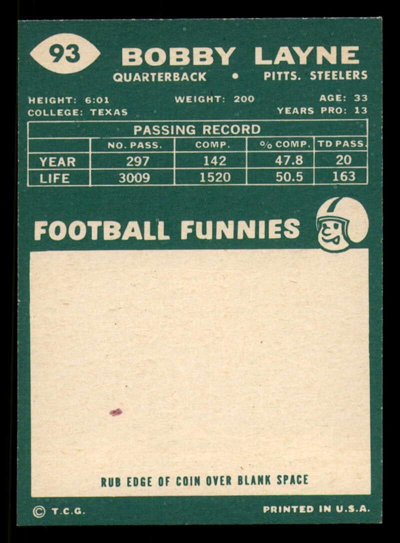 Football NFL 1960 Topps #93 Bobby Layne NRMT-OC Steelers