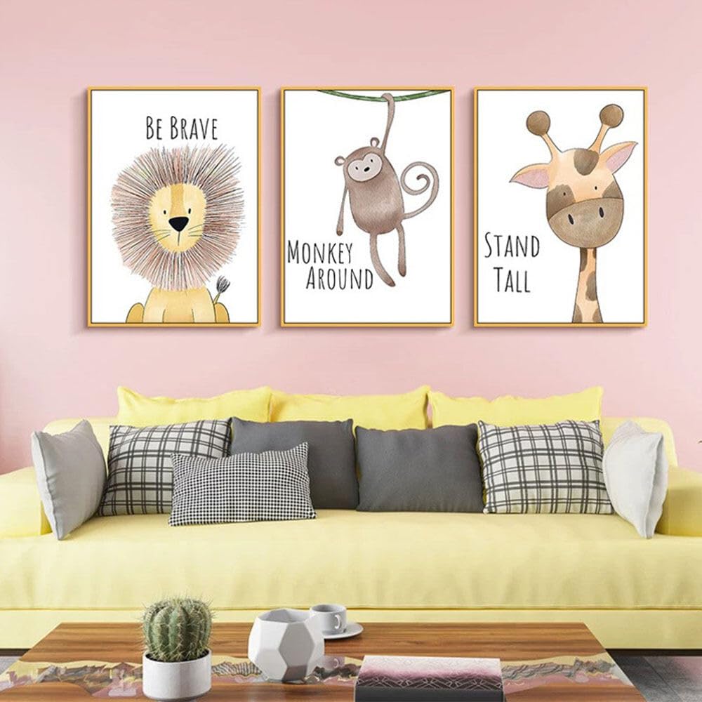 Hwtcjx Set di 6 immagini per la Cameretta dei Bambini, Quadri Cameretta Bambino, Decorazione per Bambini, Quadri per Camera Bambini, Animali Della Foresta, Safari, Senza Cornici (20 x 30 cm) (Set 1)