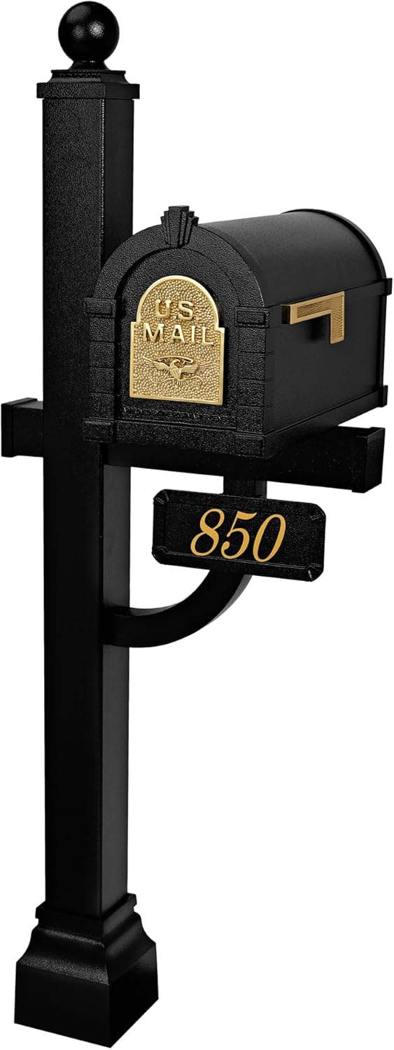 Gaines - Keystone Series Mailbox - Black with Polished Brass Eagle