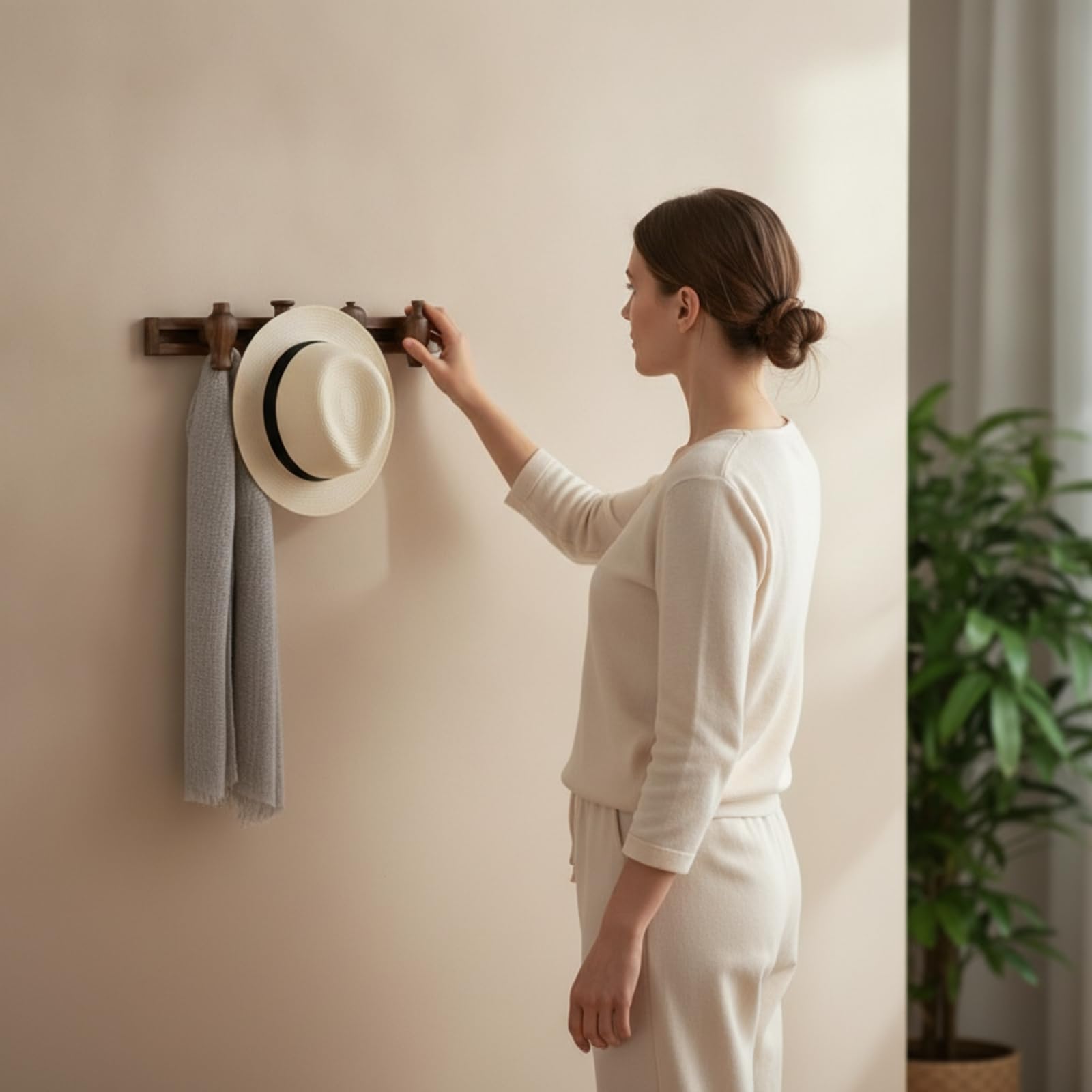 Gancio da Parete Appendiabiti Portabiti Attaccapanni Appendichiavi in Scuro con Binario Rettangolare E Ganci Regolabili Stile Essenziale Adatto per, 4 Hooks, Sunflower