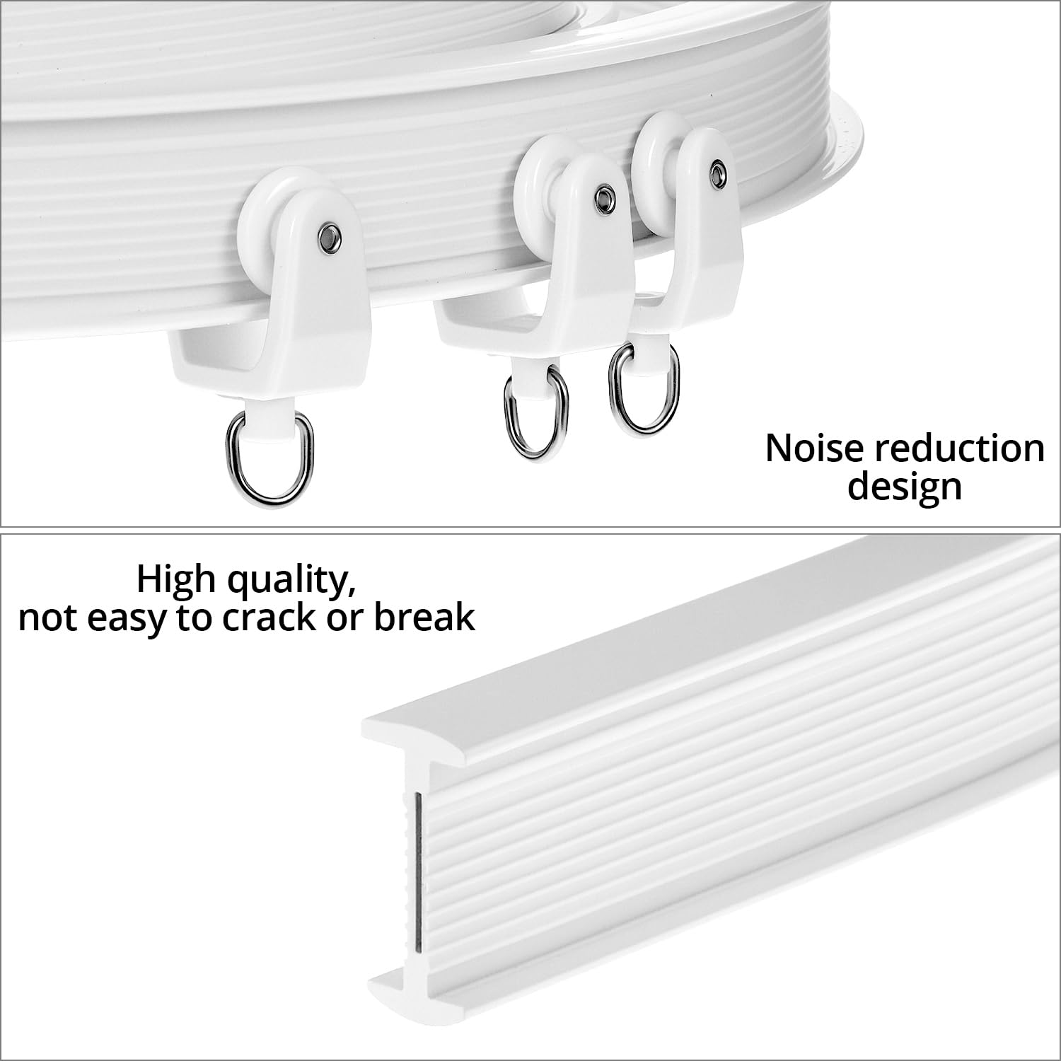 QWORK® - 1 pezzi binario tenda 5 m, in plastica PVC flessibile di fissaggio, binario a soffitto, binario di tendaggio, accessori per guide scorrevoli