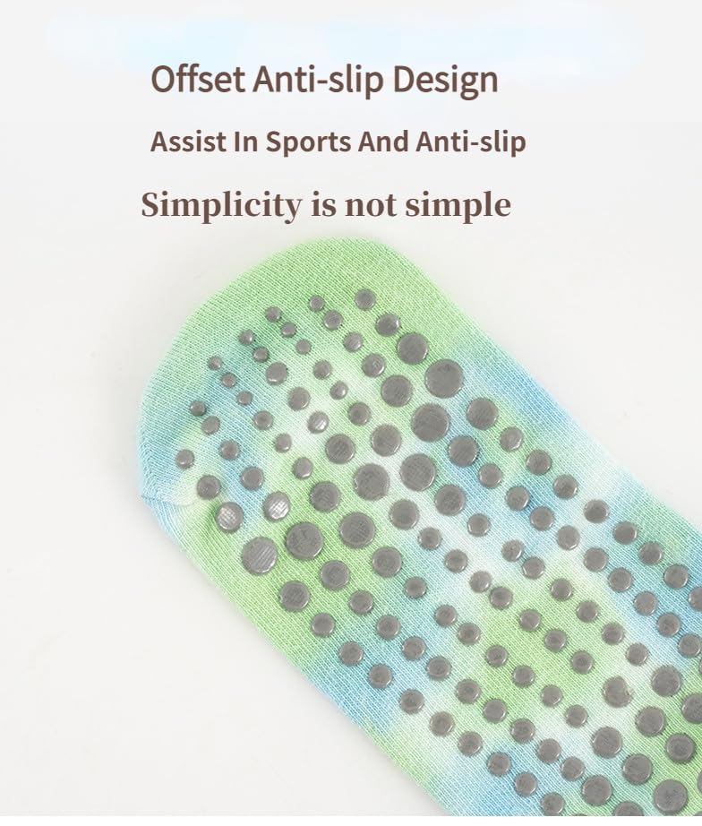 Gerrit 4 Pairs,Tie Dye Yoga Socks,Yoga Socks for Women,Anti-skid Socks, Ideal for Pilates, Pure Barre, Ballet, Dance, Barefoot Workout (Tie Dye Black), Medium-Large3