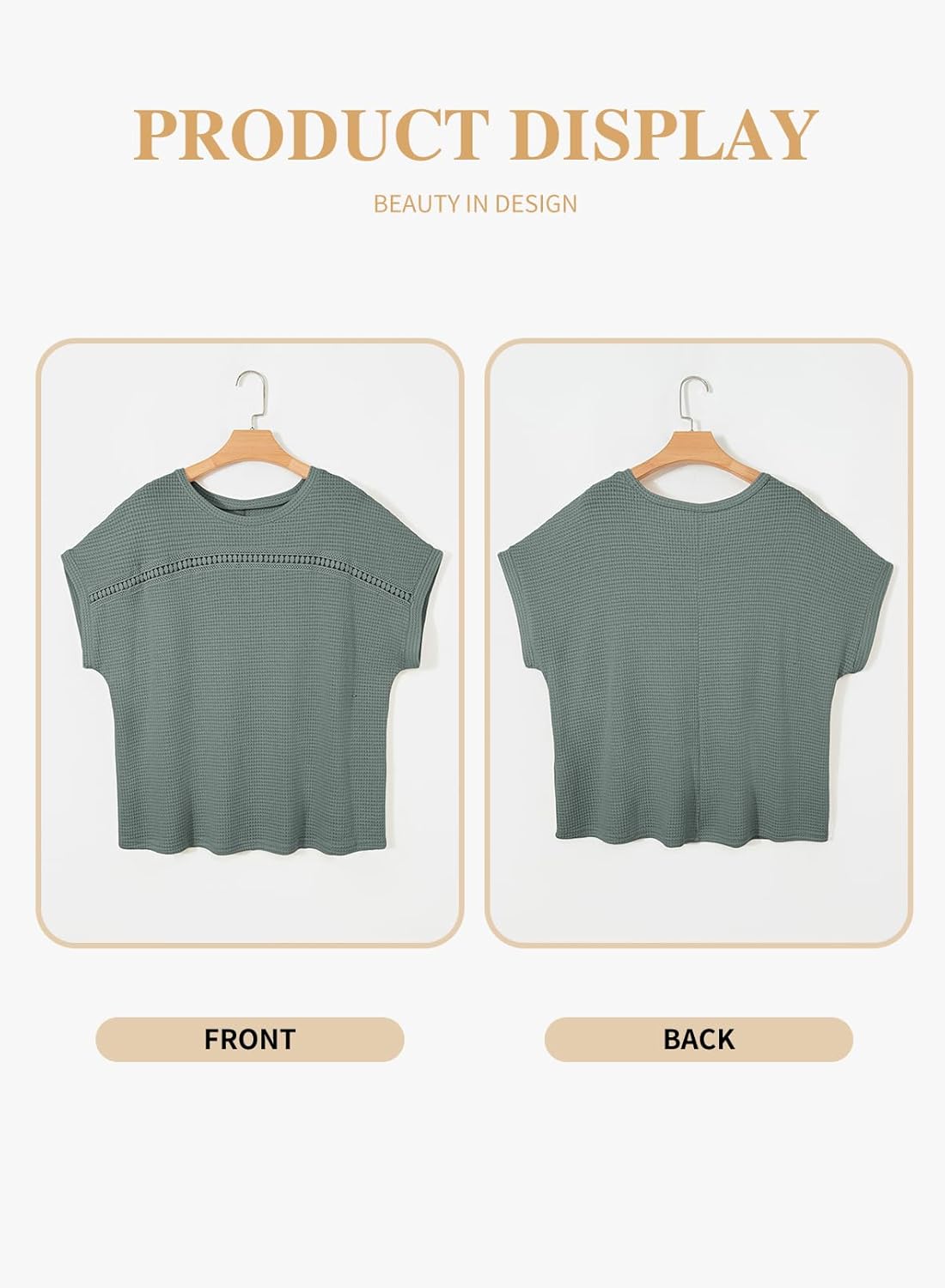 Eytino Plus Size Tops for Women Hollow Out Waffle Knit T-Shirts Crewneck Short Sleeve Casual Loose Basic Tee Blouses(1X-5X) - Image 4