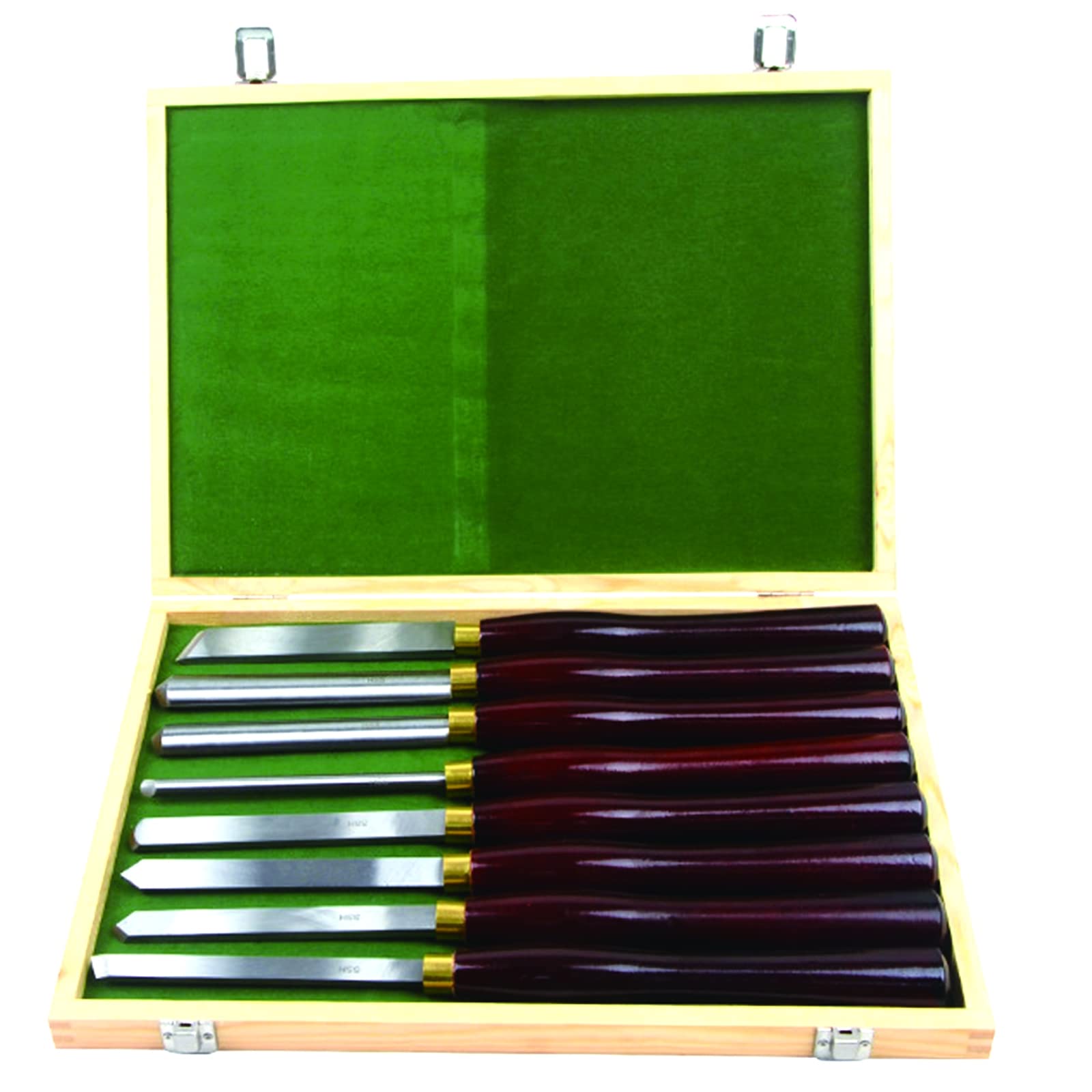 Jeu de ciseaux pour tour à bois Outil de tournage pour le travail du bois 8Pcs manches en bois dur Lames en acier rapide Couteau de sculpture artisanale Outils à main de bricolage