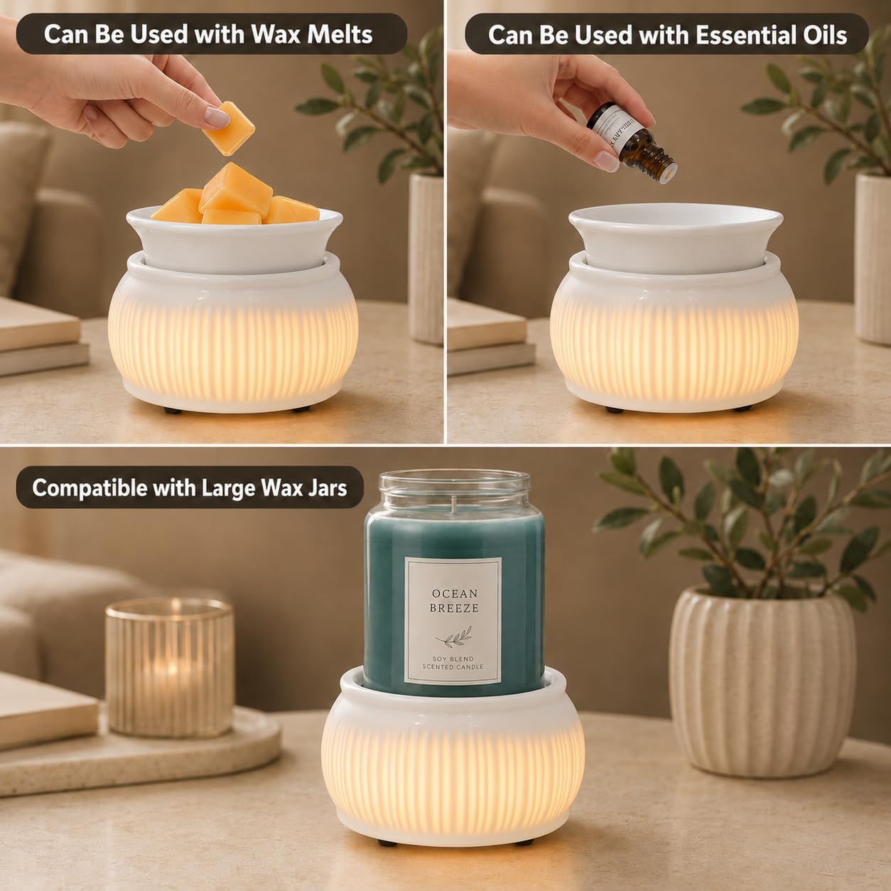 nawaza - Chauffe-Cire en céramique, Chauffe-Cire, Cire pour Cire parfumée, Bougies en Pot ou Huile Essentielle, brûleur de Cire pour Bougies, Cadeaux pour Spa, Maison, Bureau