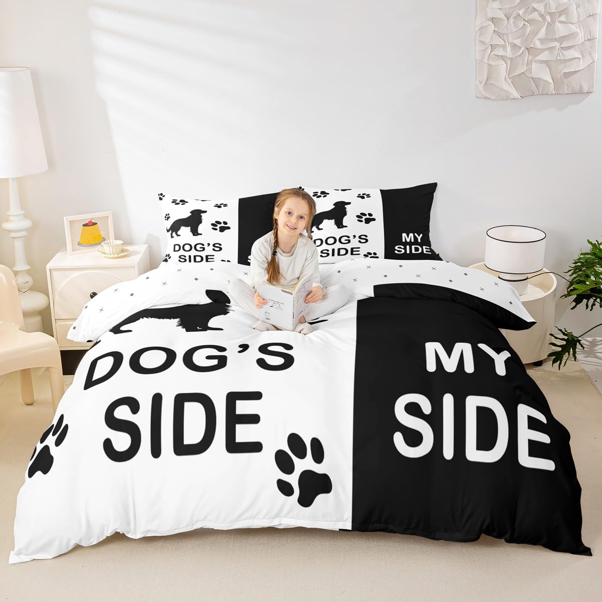 Housse de couette chien mignon idée cadeau décoration chambre femme