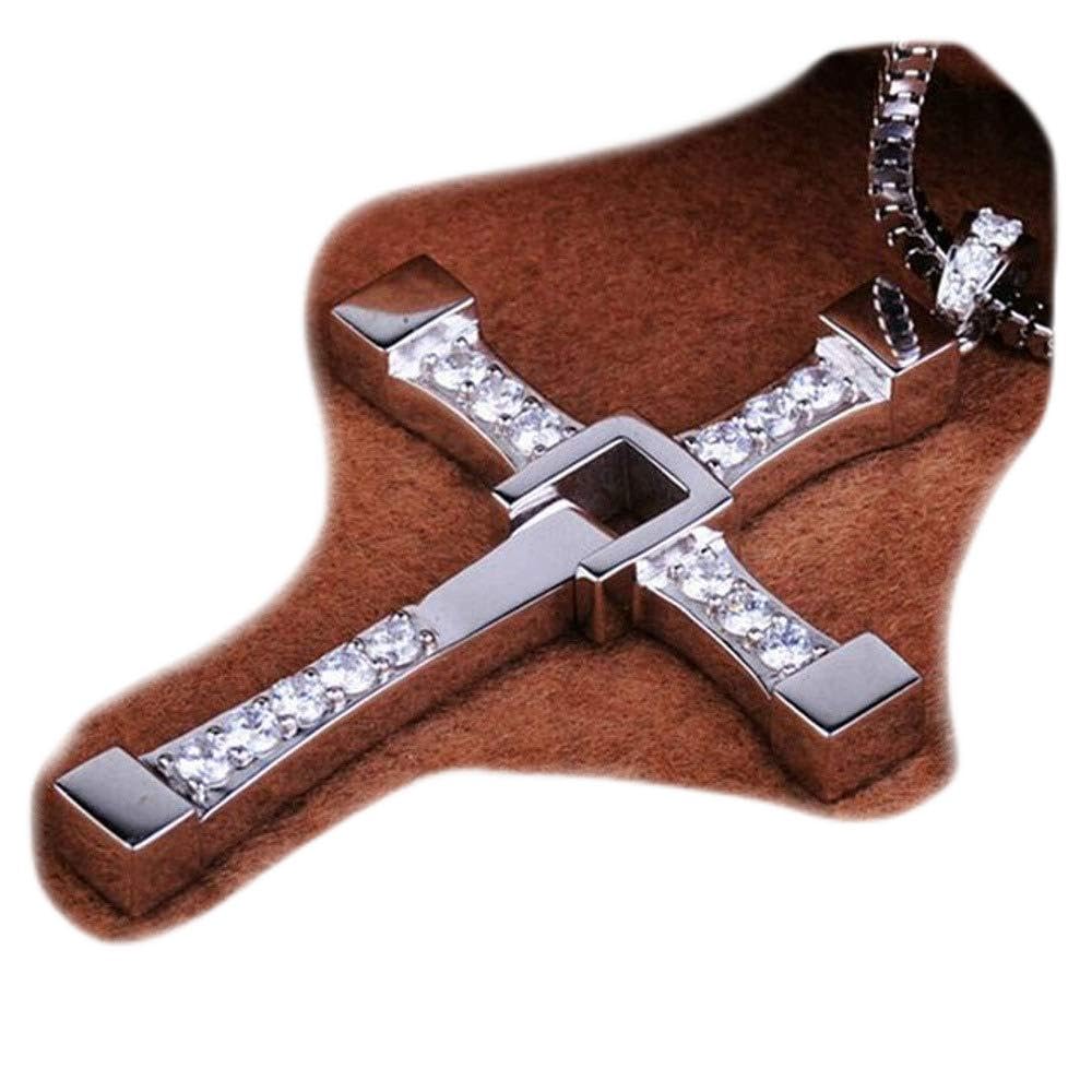 Fast and Furious - Collana in acciaio INOX e argento XXL, con croce, 60 cm