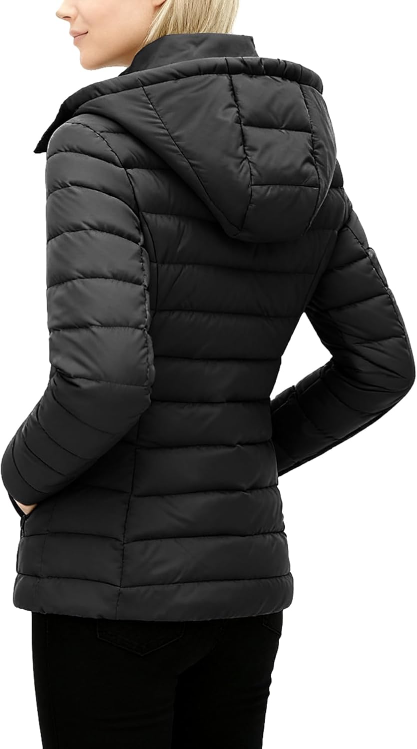 Women's Quilted Down Coat Waterproof Warm Thicken Flannel Lined with Detachable Hood Windproof Winter Puffer Jacket - Image 7