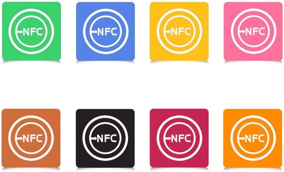 Lenfc NFC Smart Tags Adhesive Sticker Ntag203 (10 Packs + 2 Free Keychains) - Writeable & Programmable for Samsung,LG,HTC,Nexus and NFC Enabled Devices
