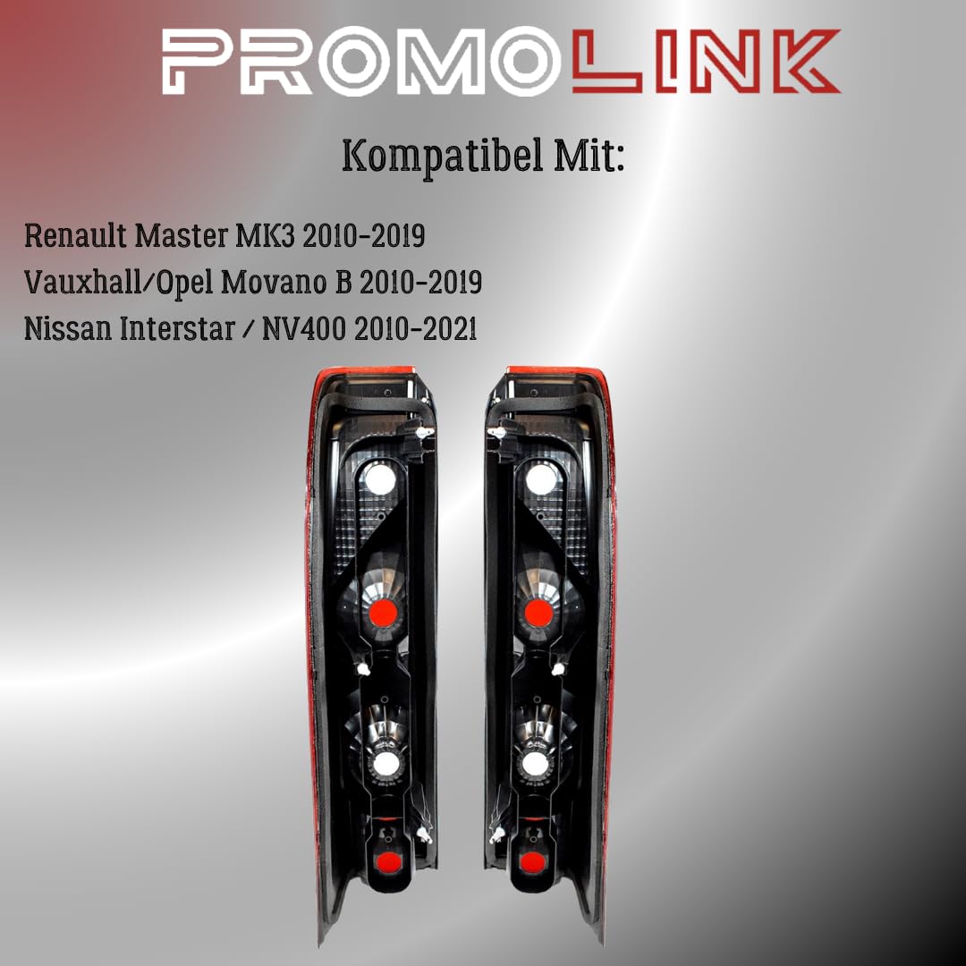 Luce Posteriore Compatibile con Renault Master Opel Movano Nissan NV400 dal 2010 con E-Prüf 265500023R 265550023R (Destra)