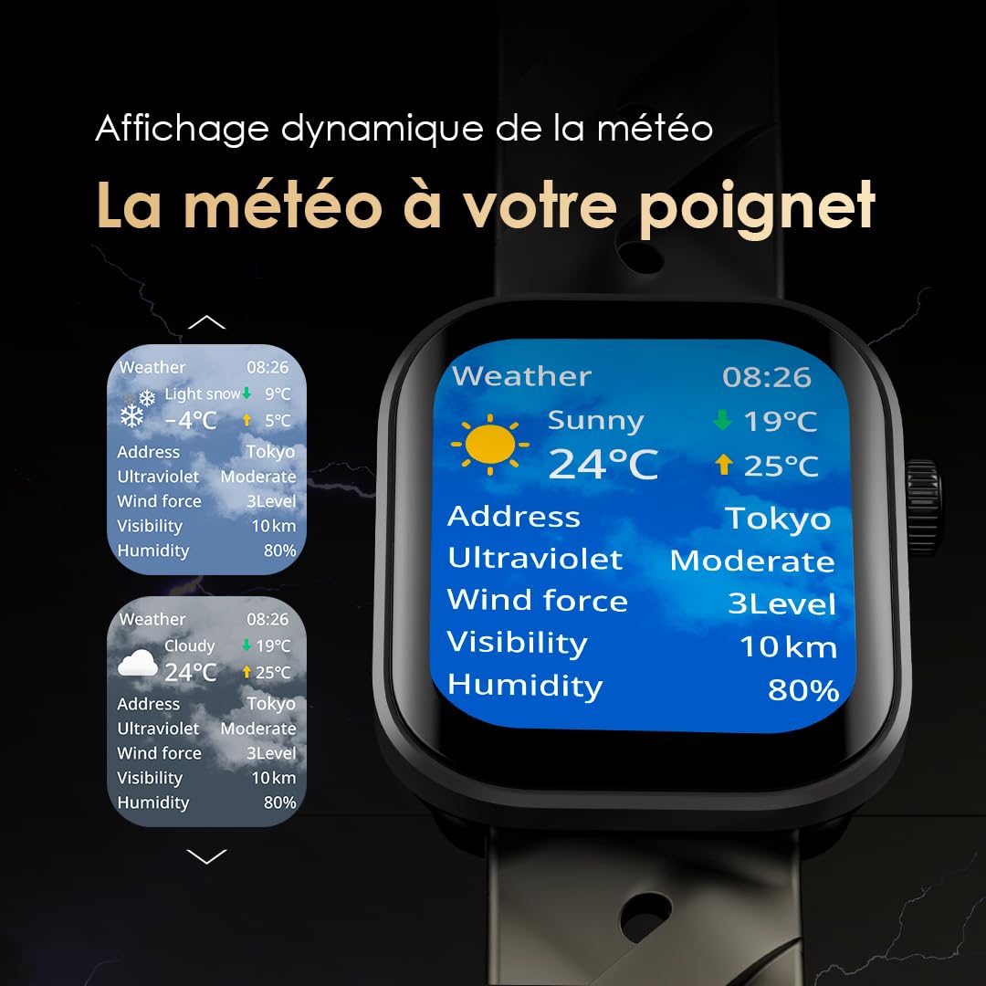 Oraimo Montre Connectée Écran AMOLED 60Hz 1,85" Appel Bluetooth HD Smartwatch Homme Femme Sport 143 Modes Étanche IP68 Autonomie 14 Jours Cardio SpO2 Podomètre Notifications SMS Message Android iOS