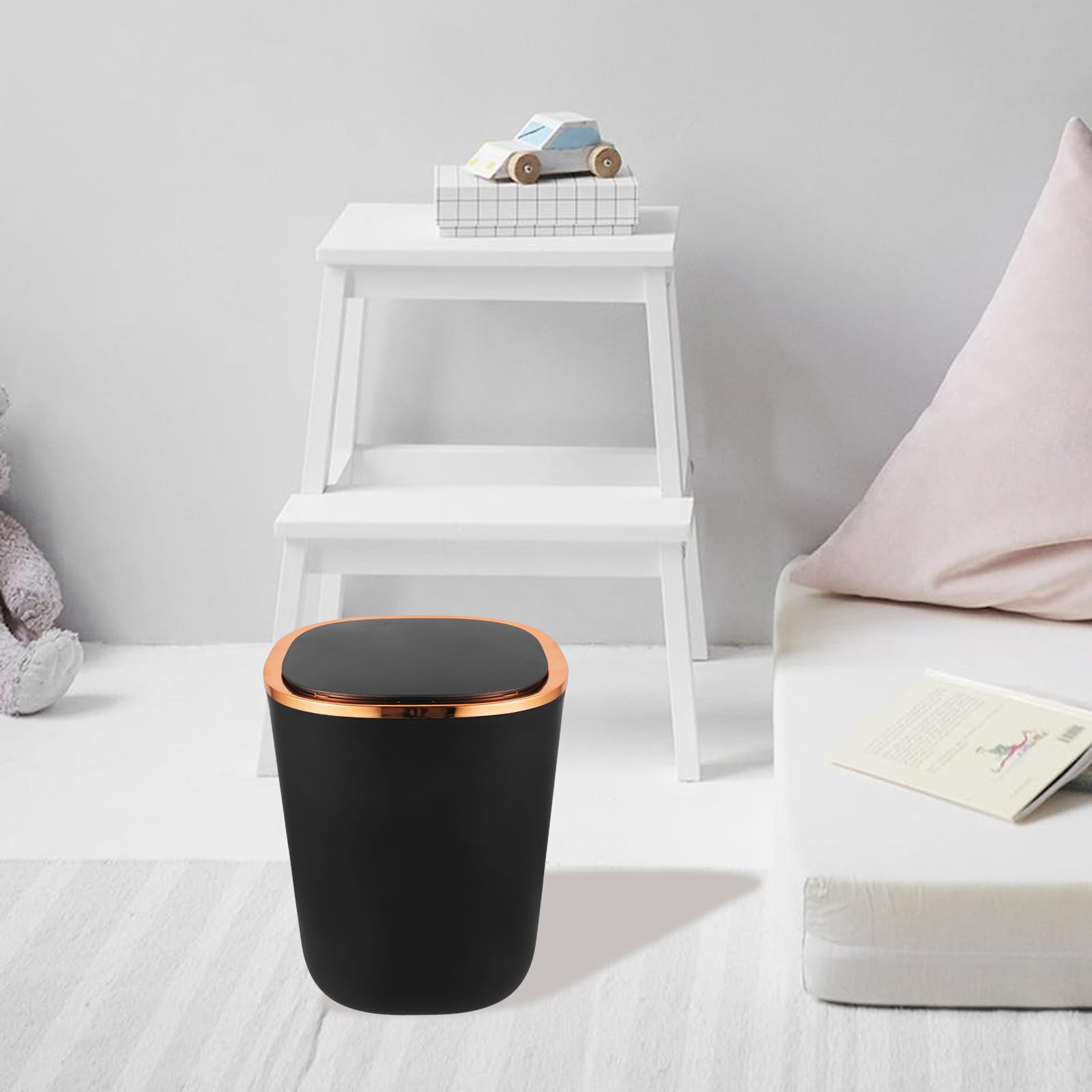 Zerodeko Bote de Basura Sensor de Movimiento Negro para Cocina | Papelera Automática Infrarrojos, Pvc y Electrónica, Evita Bolsa Sobresalga, Uso en Dormitorio