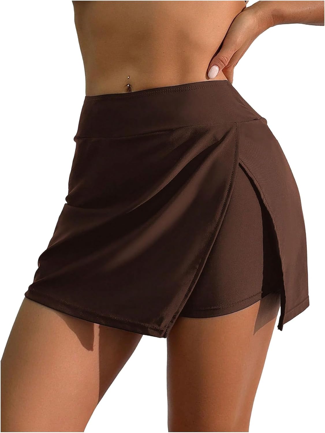 SOLY HUX Women's Board Shorts Split Mini Swim Shorts Beachwear Swimsuit Bottom Skort