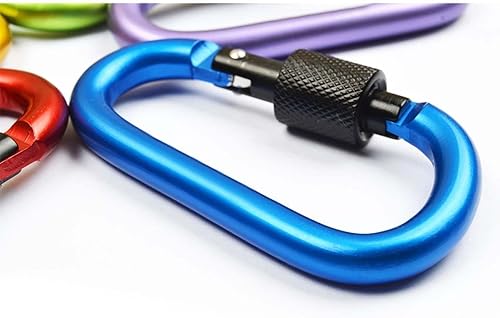 Miniatura 4 de Onwon - Mosquetón de aluminio con anillo en D, llavero de seguridad para camping, escalada, senderismo (10 unidades)