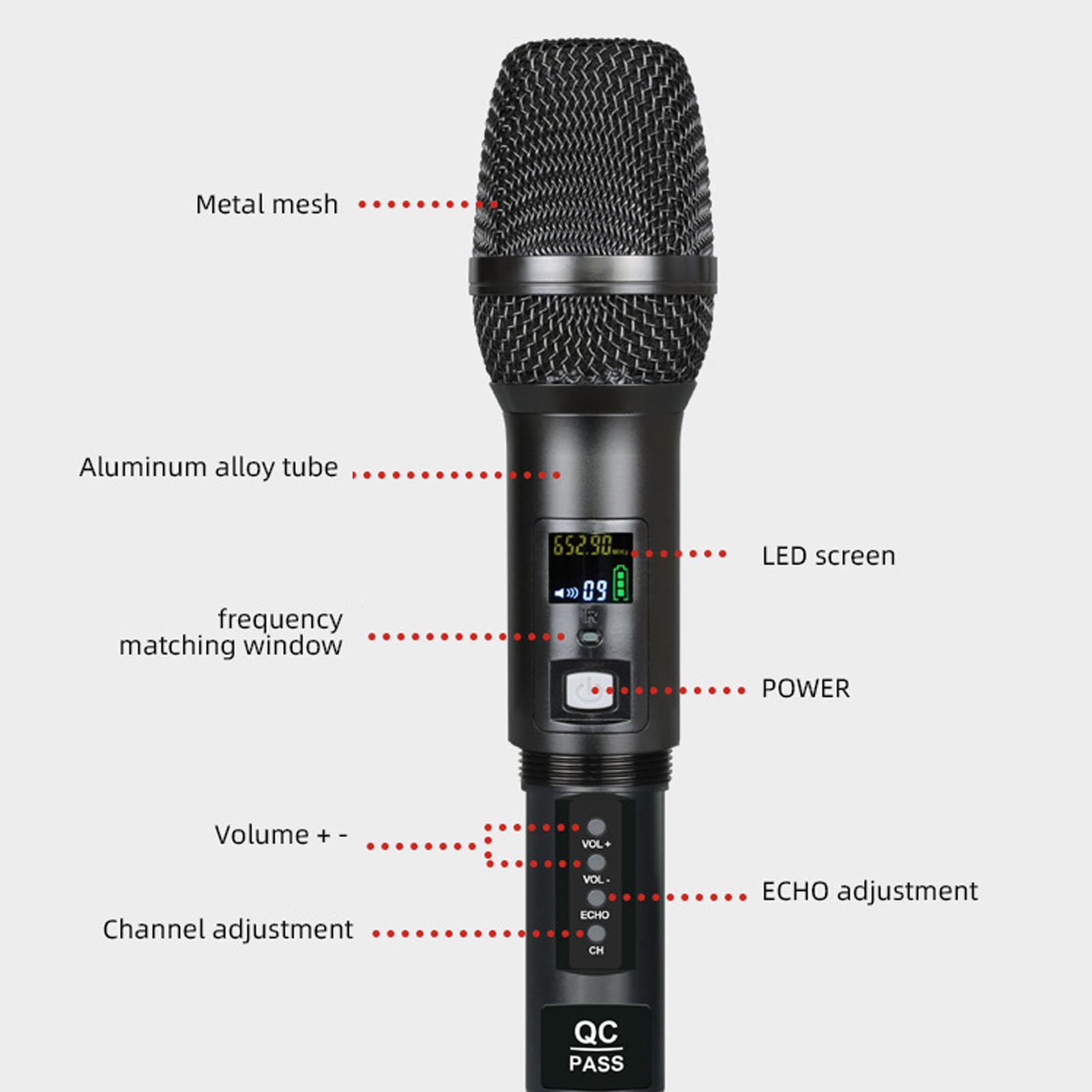 Tosuny Mikrofon Bezprzewodowy System Miksowania Karaoke, Podwójny Ręczny Mikrofon Bezprzewodowy do Karaoke, Telewizora, Komputera, Głośnika, Wzmacniacza, Obsługa HDMI, AUX i Wejśc