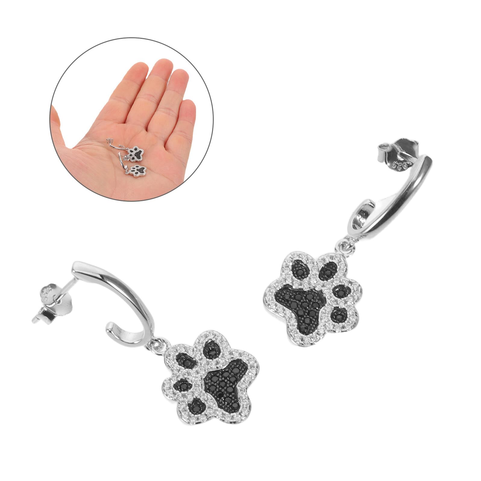 POPETPOP Orecchini Pendenti Donna in Argento 925 a Forma di Artiglio di Cane Zirconi Gioielli Minimalisti Anallergici per Orecchie Sensibili Accessori Moda Versatili e Regalo per Amanti