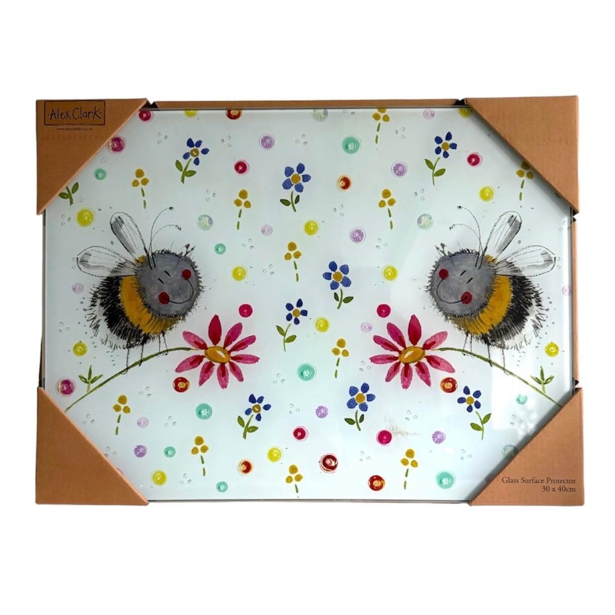 Alex Clark Glass Worktop Saver - Bees And Flowers