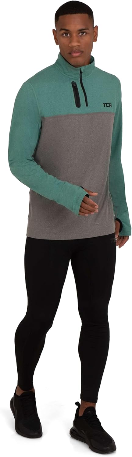TCA Men's Fusion Pro Quickdry Long Sleeve Half Zip Running Shirt – Athletic Workout Pullover with Pocket & Thumb Holes - Image 5