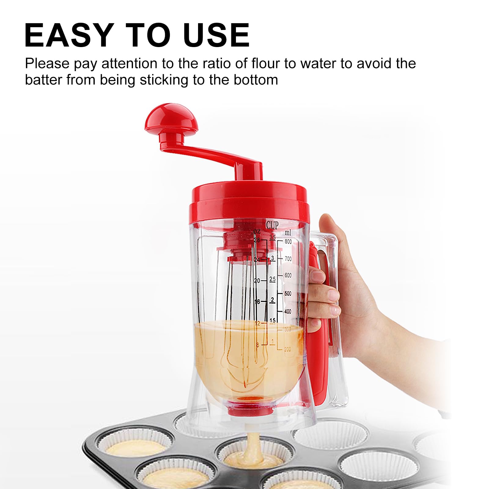 Distributore Di Pasta Per Torte 900 Ml, In Plastica, Con Scala E Coperchio, Per Pancake, Waffle E Muffin, Multicolore