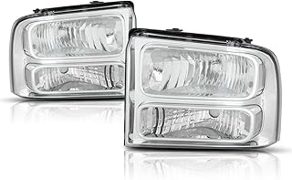 Chrome Housing Clear Corner Chrome Housing Headlights Compatible with 05-07 F250 / F350 / F450 / F550 SD, PMHL-FSUP-0507-OH-CC