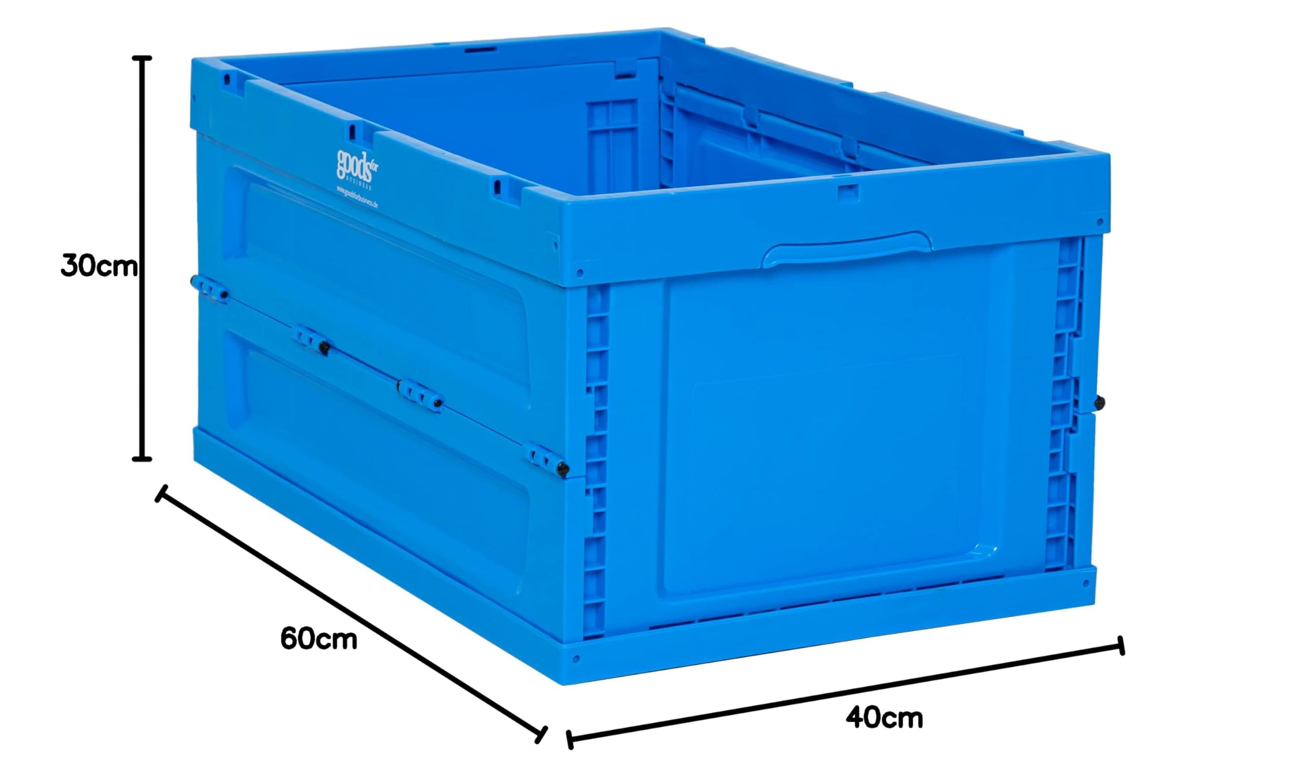 Faltbox PK6040308 Euroformat 60x40x30cm, Volumen 58L, stapelbare und faltbare Industriebox Farbe Blau, Transport- und Lagerbox aus Kunststoff PP, Kommissionierbox bis 30kg belastbar