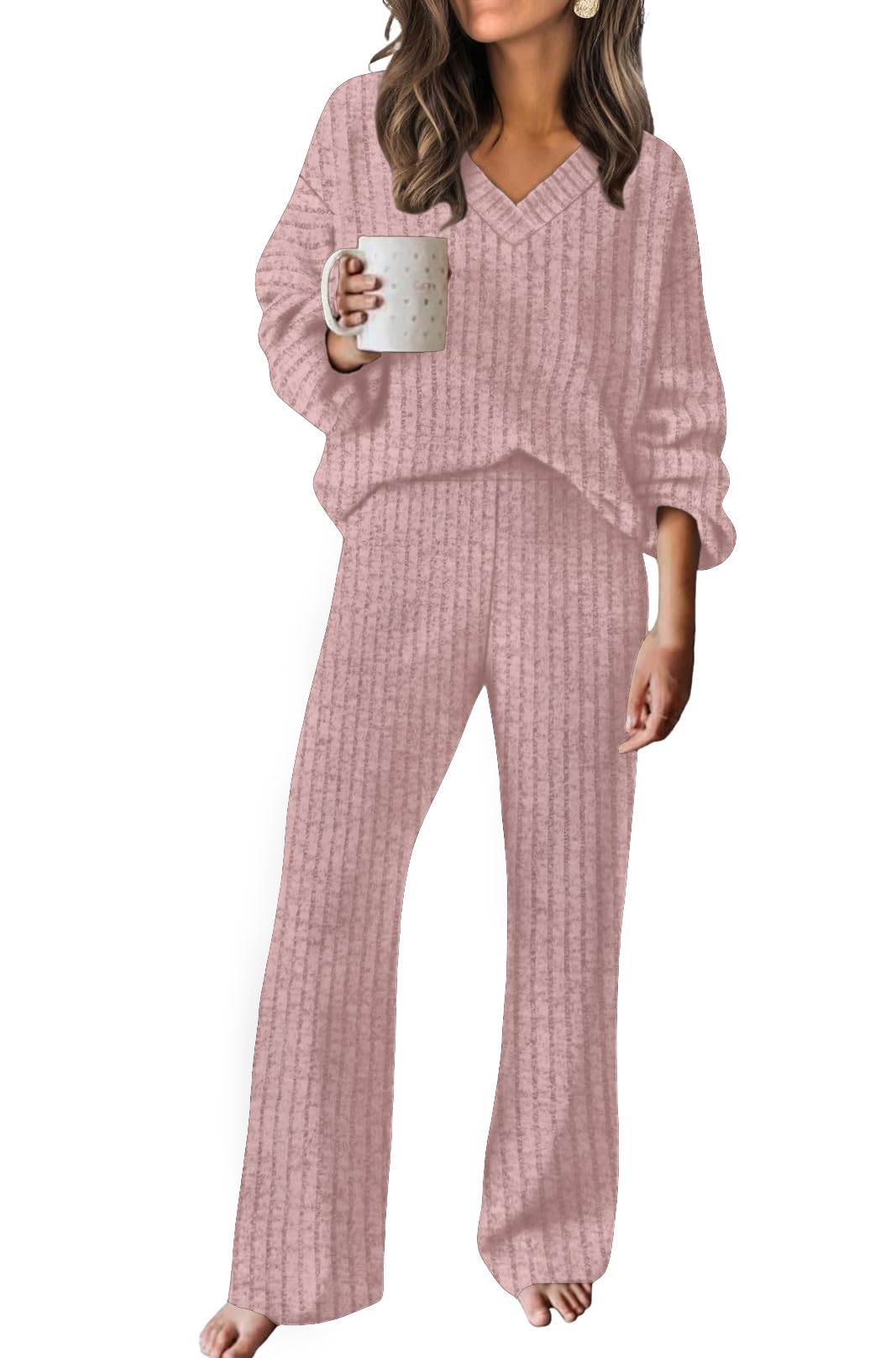 RUMIA Lounge Sets for Women Cozy Travel Matching Sweater Fall Outfits | 2 Piece Pant Sets with Pockets, Quiet Luxury, Ideal for Airport Outfits, Running Errands, Postpartum Recovery, Office Wear