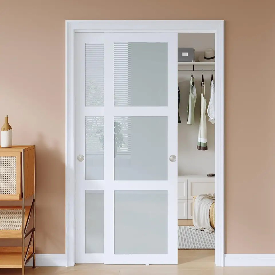 Glass Pocket Doors: 5 Stylish Design Ideas for Modern Spaces 3 EaseLife 48x80 Double Frosted Sliding Closet Door
