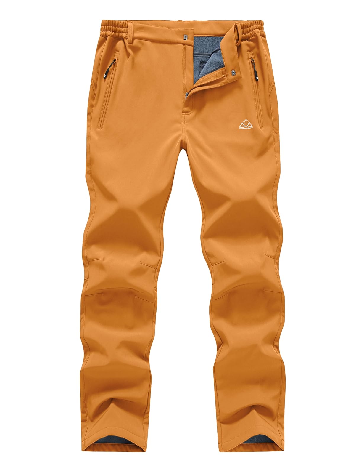 Rdruko Pantalon softshell pour homme - Imperméable - Pantalon de ski - Pantalon de travail - Doublure chaude - Pantalon de randonnée - Pantalon d'extérieur, Orange, 32