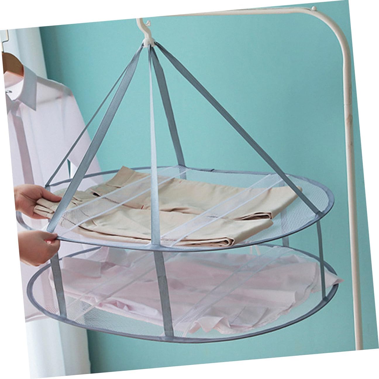 DECHOUS 3pcs Clothes Drying Hangers Socks Tuck Net Laundry Hanging Basket for Sweaters Socks Flat Drying Rack Household Use