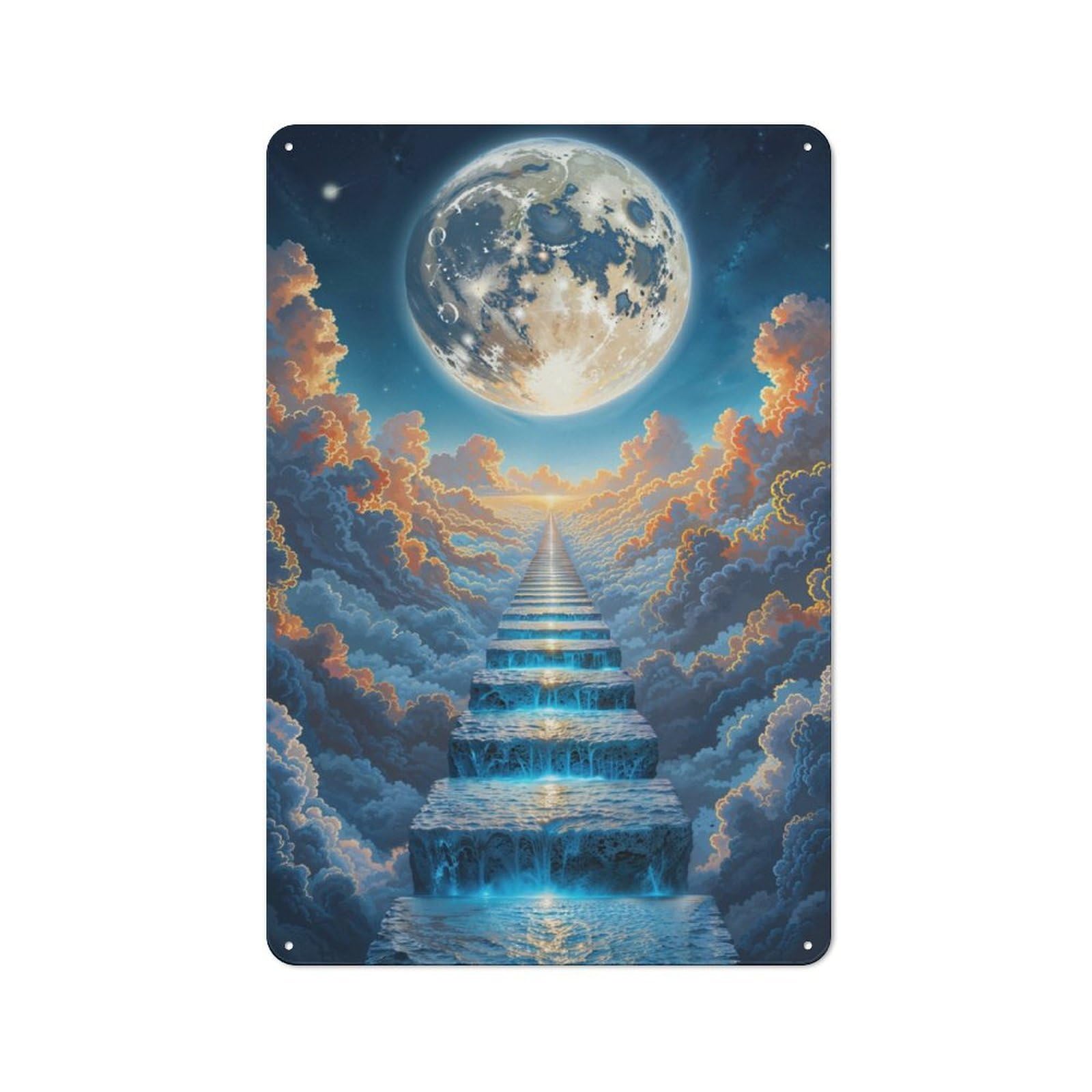 Junmoney Celestial Staircase Metal Sign 30X20cm With For Home Bar Wall, Rustic Decor, For Collectors Decorating Home Bars And Entertaining Spaces