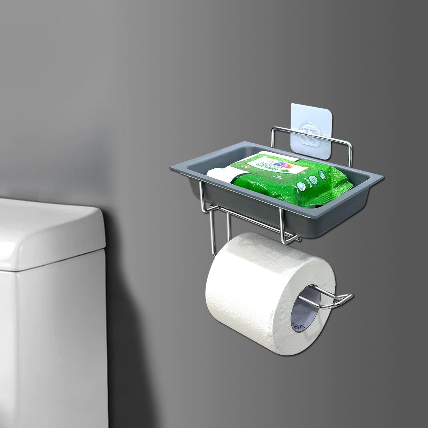 SmartSlide Stainless Steel Self-Adhesive Toilet Paper Holder, Toilet Roll Holder for Bathroom, Wall Mounted Tissue Paper Holder with Shelf, Bathroom Accessories (Gray Silver) (B0DBWB6FZ5) Amazon Price History, Amazon Price Tracker