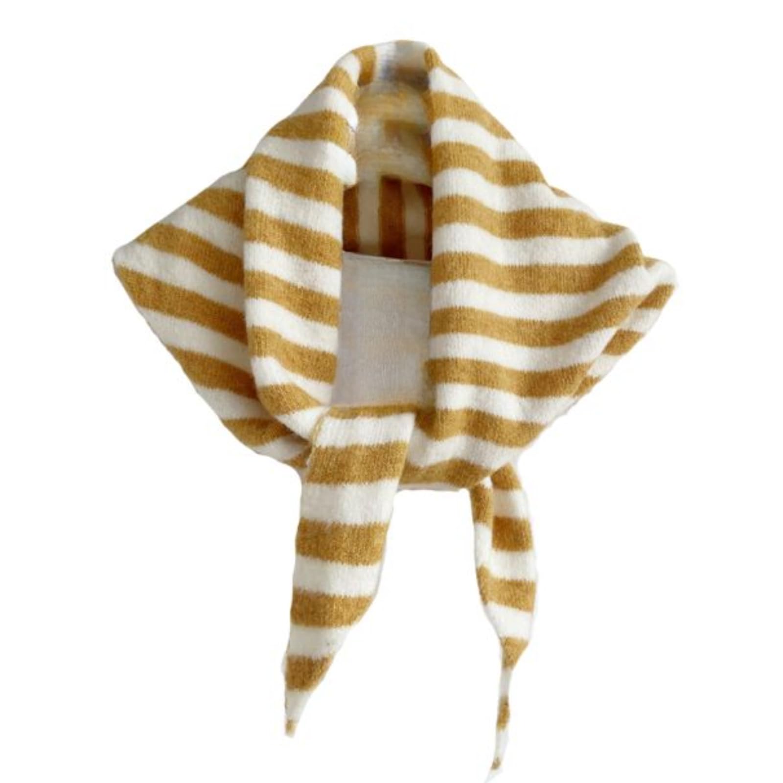ThiCc Stripe Knitted Triangle Scarf for Women - Y2k Aesthetic Headscarf Shawl Cozy Neck Warmer Versatile Head Wrap Cottagecore Streetwear Stylish Fall Winter Accessories (Yellow)