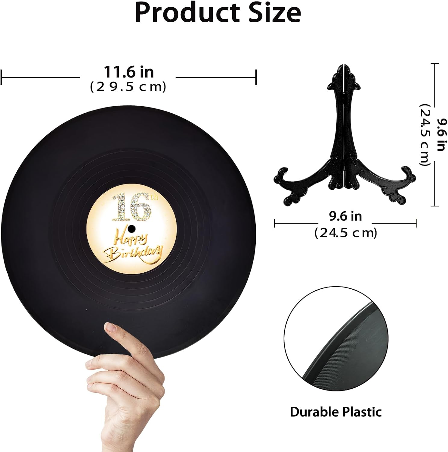 Vinyl Record Sweet 16 Birthday Decorations 11.6"X11.6", 16th birthday decorations Party Favor Sign Poster, 16th Birthday Guest Book Alternative, Great Sweet 16 Gifts for Girls or Boys (16 Years Old) - Image 3