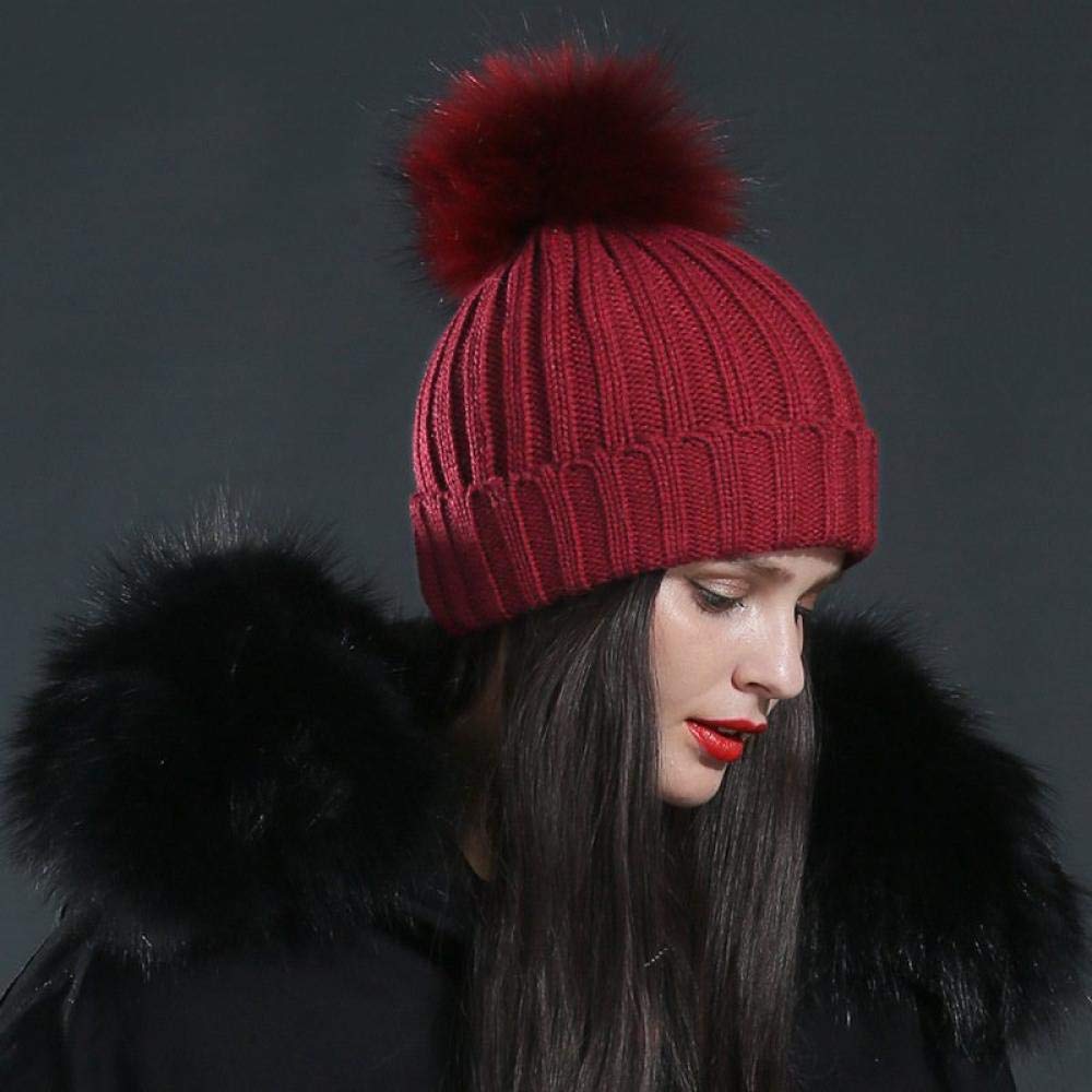 Llkp Winter Knit Beanie Hat Fashion Womens Cap Red Wine