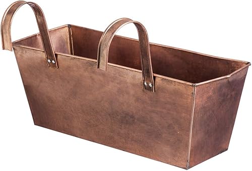 Miniatura 2 de Evergreen - Maceta colgante de metal de cobre antiguo  15.5 x 9.8 pulgadas  Resistente a la intemperie  Caja decorativa para plantas y flores al