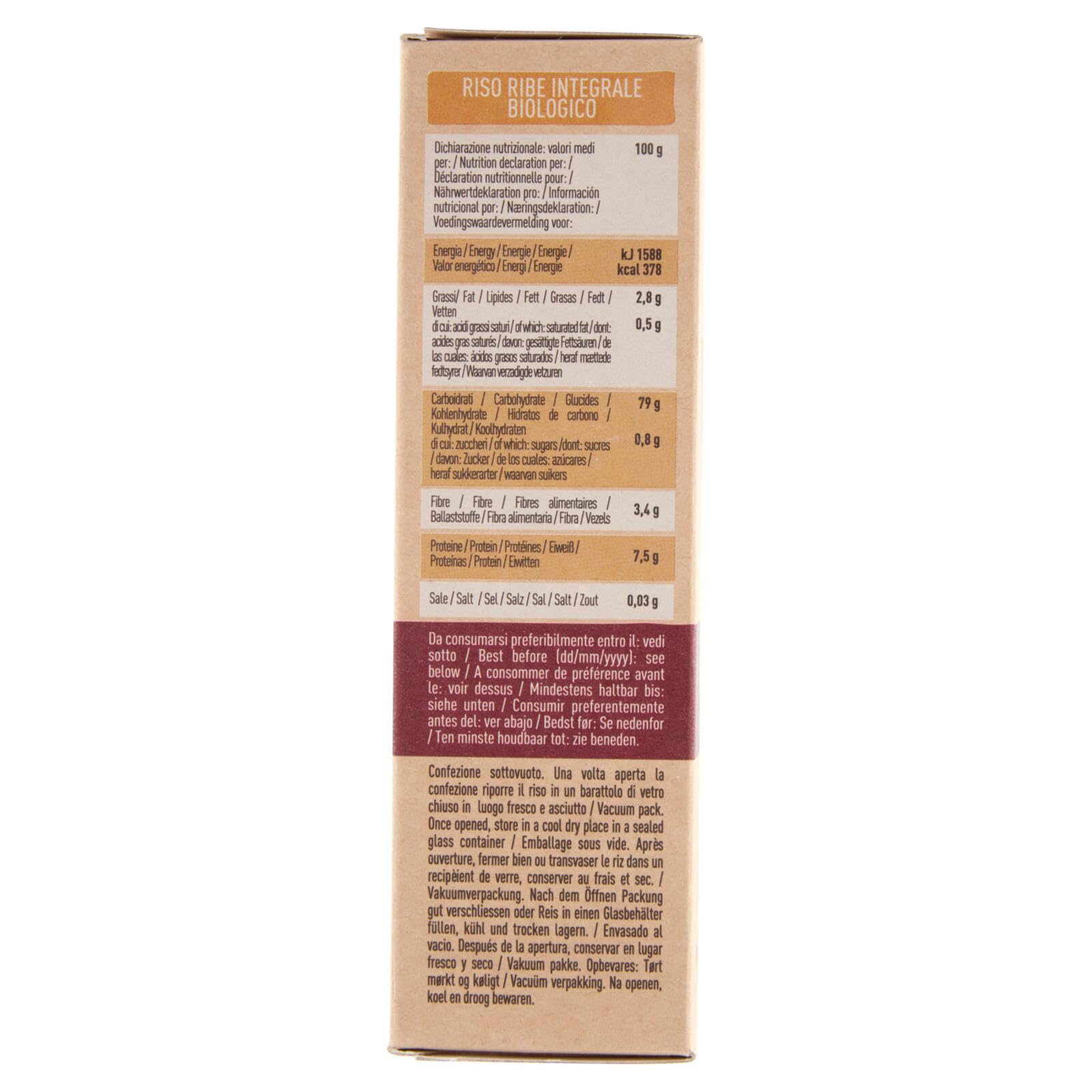 Italian Gourmet Riso Integrale 12 x 500g Vollkornreis per Salate e Suppen | Cereale naturale al 100%, naturbelassene Körner; ideale Basis für minestre, Gesamtnettogewicht 6 kg + Kostenlos Polpa 400g