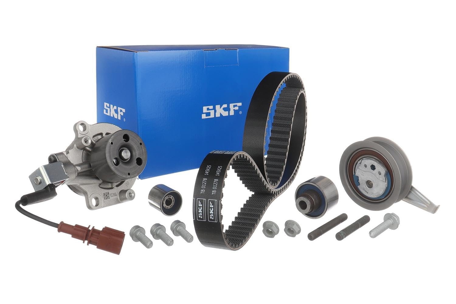 SKF Wasserpumpe und Zahnriemensatz mit Stehbolzen mit Dichtungen/Dichtungen VKMC 01278 Höhe 171 mm Länge 271 mm Breite 142 mm – OE-Qualität