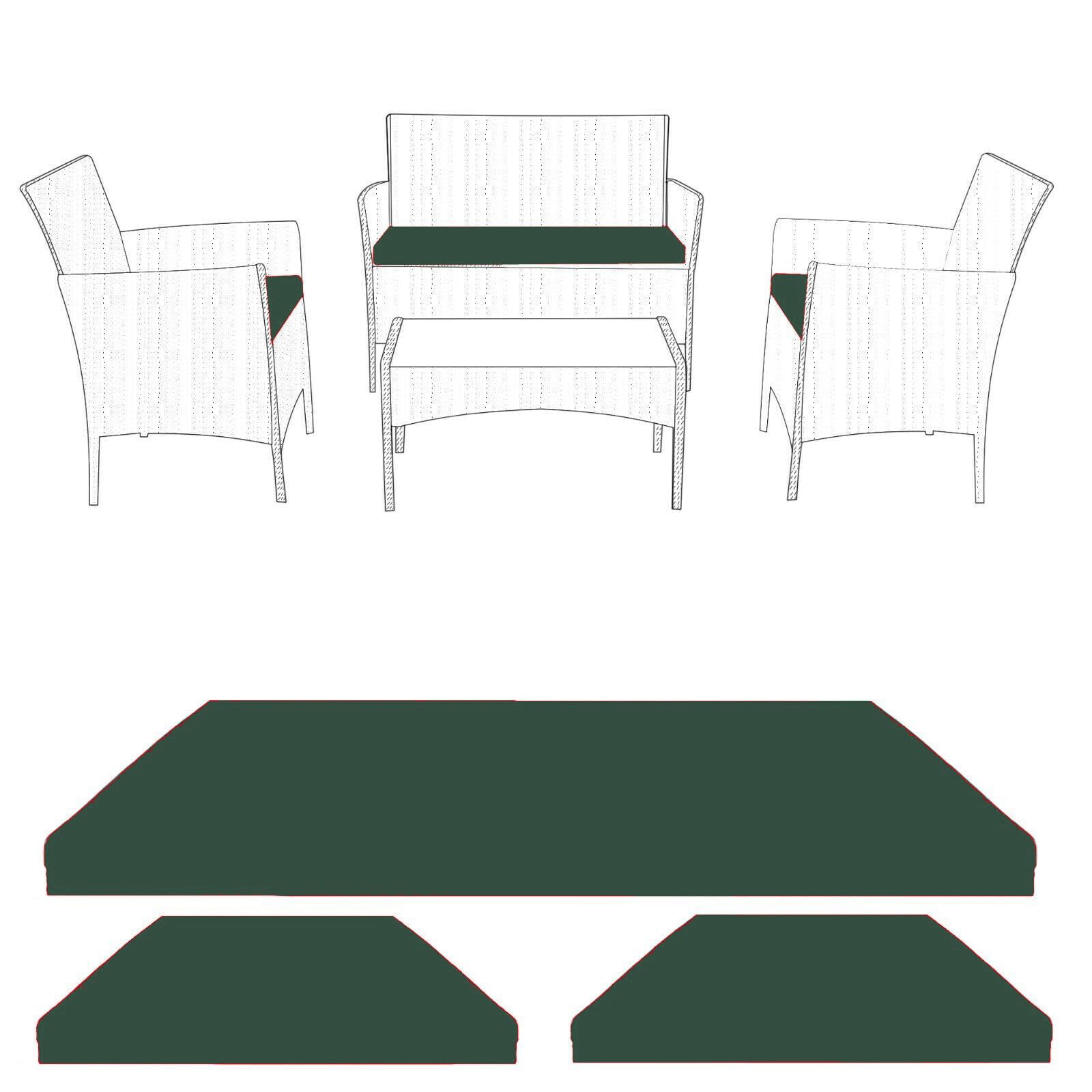 TOP STYLE COLLECTION Replacement 3pc Cushions | Outdoor Seat Cushion Pads for Rattan Furniture | Water Resistant Patio Furniture Chair Padding | Lightweight and Durable (Bottle Green)