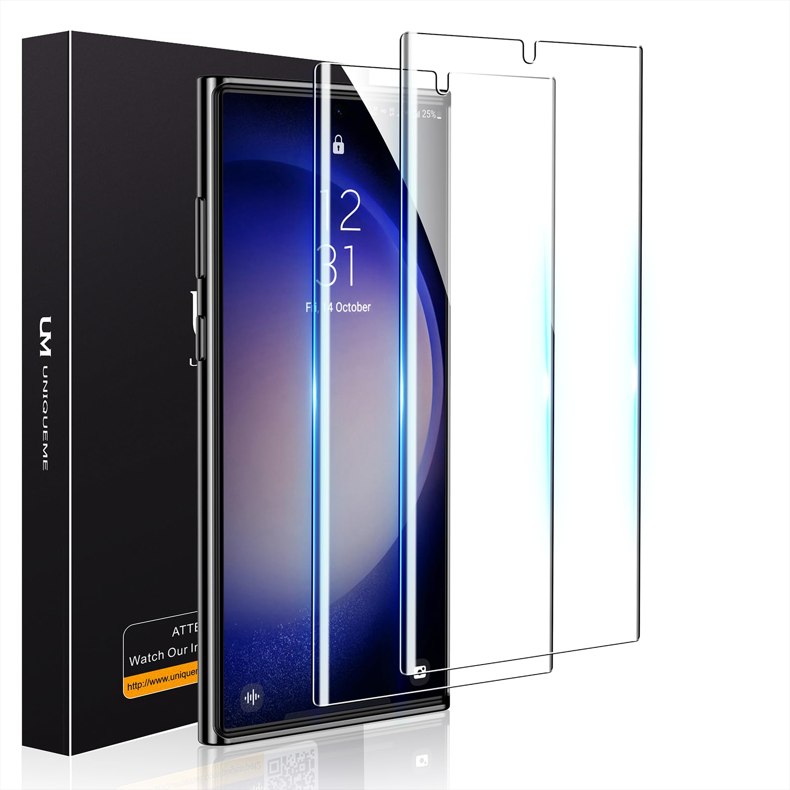 UniqueMe Folie für Samsung Galaxy S22 Ultra/S23 Ultra Schutzfolie, 2 Stück 7H Samsung S22 Ultra/S23 Ultra Displayschutz [Nicht enthalten Montagepositionierer]