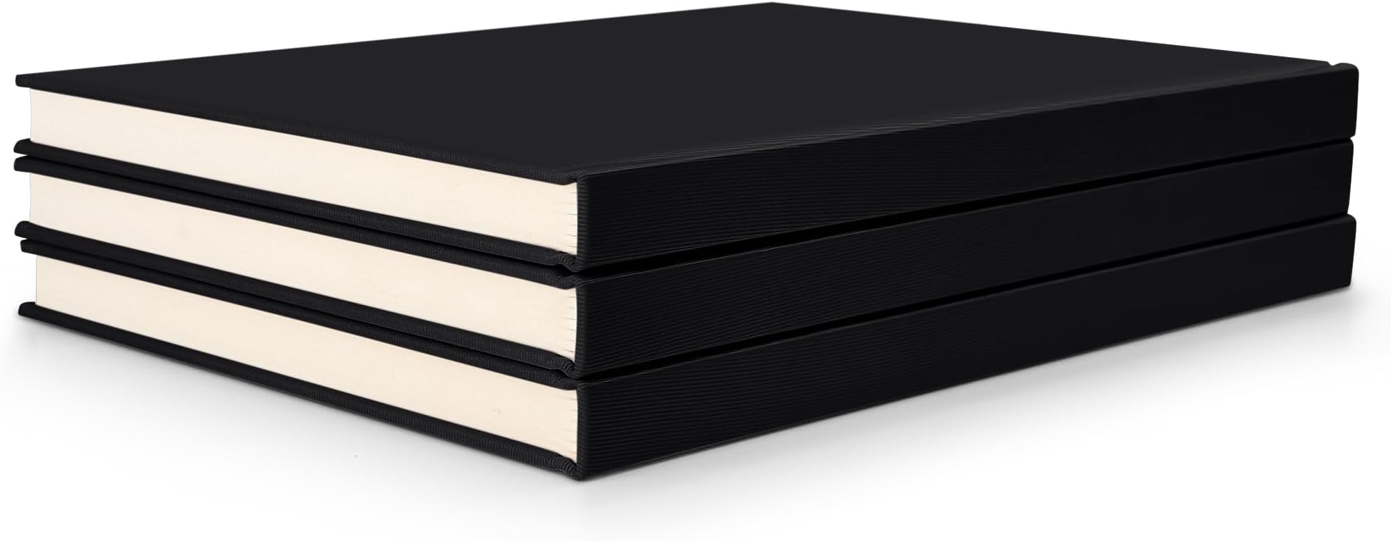 Decorative Book Set | Set of 3 Real Linen Covered Book Set | Extra Large Fashion Designer Books | Coffee Table Decor | Shelves/Mantle Decor | Modern Home Decoration [Black]