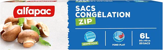 Sacs Congélation Alfapac - 20 x 6L - Hermétiques et Réutilisables - Fabriqués en France