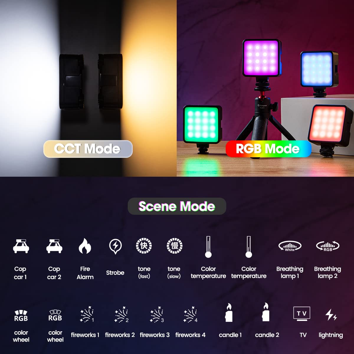 K&F CONCEPT Luce Video LED Bicolore 2500K-9900K Integrato 2000 mAh,Nero | Luce di Riempimento Fotografica Portatile 15 Effetti di Luce, CRI 96+, per Vlogging, Selfie, Fotografia di Oggetti,L01 K&F CONCEPT Luce Video LED Bicolore 2500K-9900K Integrato 2000 mAh,Nero | Luce di Riempimento Fotografica Portatile 15 Effetti di Luce, CRI 96+, per Vlogging, Selfie, Fotografia di Oggetti,L01