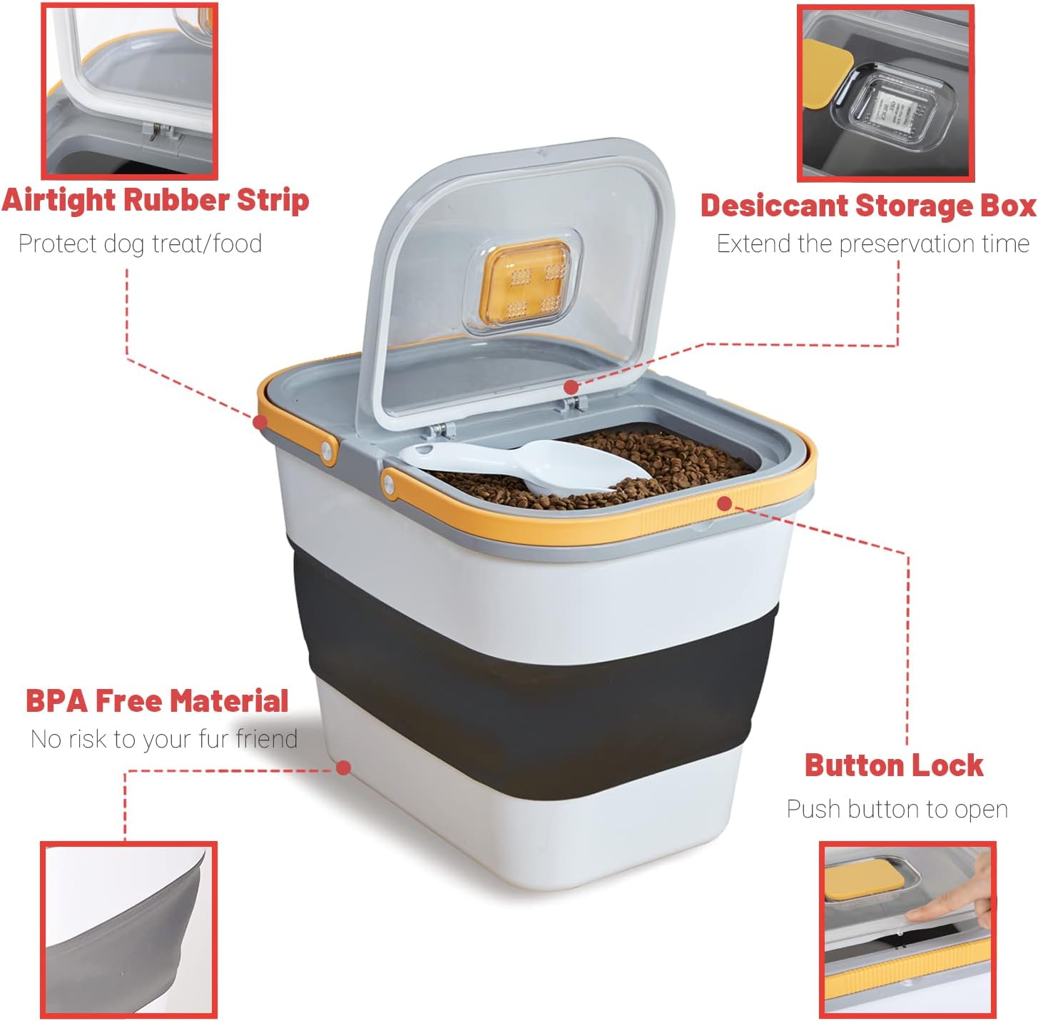 Buy Collapsible Dog Food Storage Container, 35 Lb Foldable Pet Food