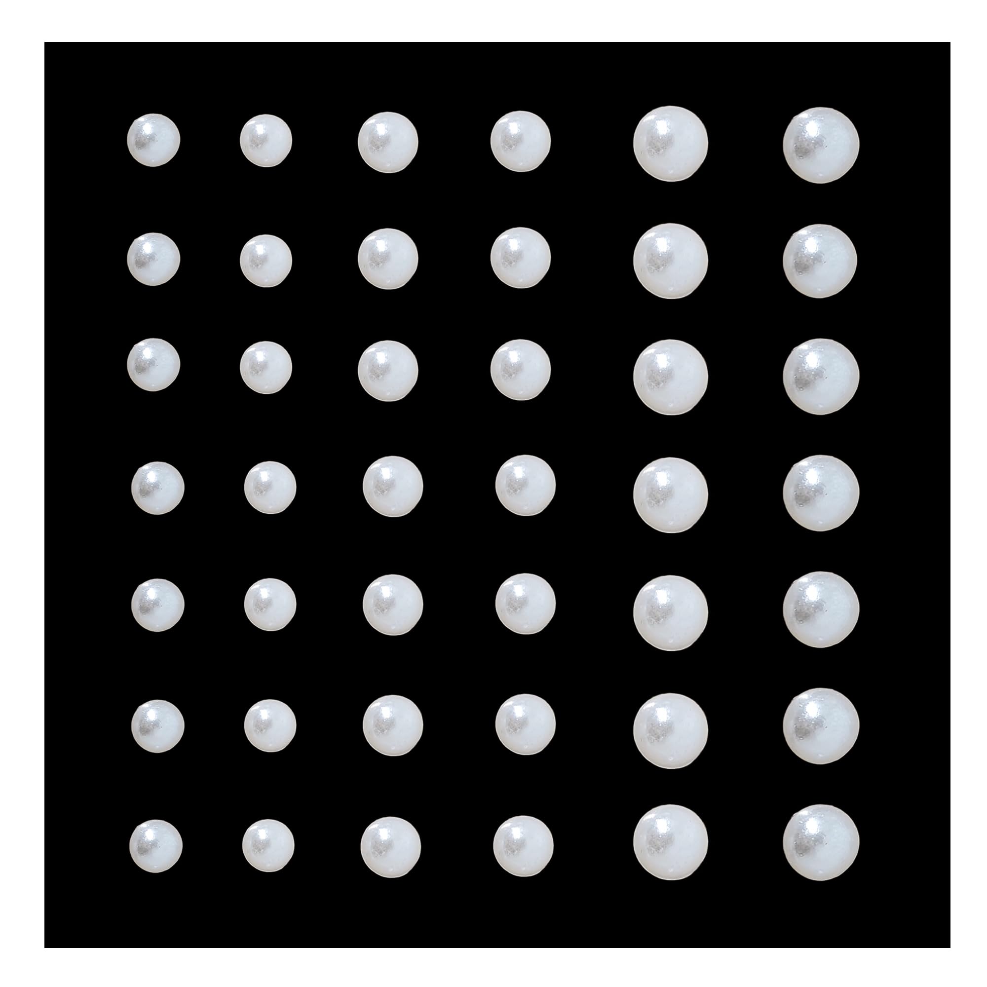 Comet Busters® White Pearl Round Bindis – Assorted Sizes (3mm, 4mm & 5mm) Reusable Bindi Stickers 42 Pieces – For Women & Girls (BIN2442)-image-2