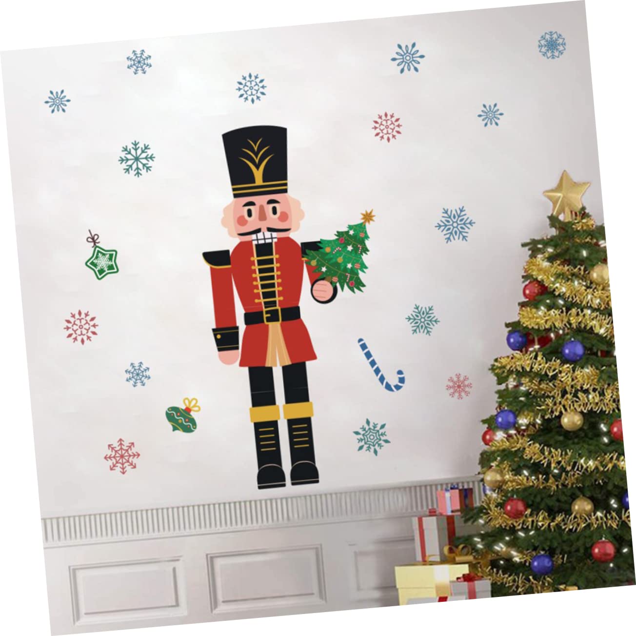 Zerodeko 5stücke Weihnachtlicher Fensteraufkleber Mit Nutcracker-design Selbstklebend Und Abnehmbar Für Dekoration Von Türen Und Wänden Für Festliche Ihrem Zuhause Oder Geschäft