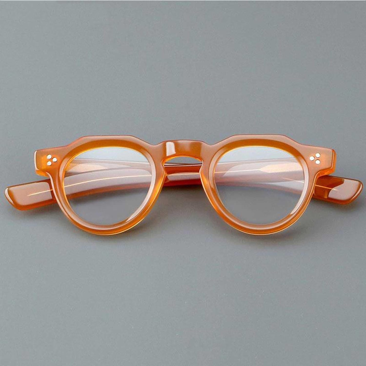 Okulary dla kobiet Oprawki okularowe z octanu Okrągłe oprawki okularowe Modne oprawki okularów korekcyjnych z nitami Lekkie(Multi-colored)